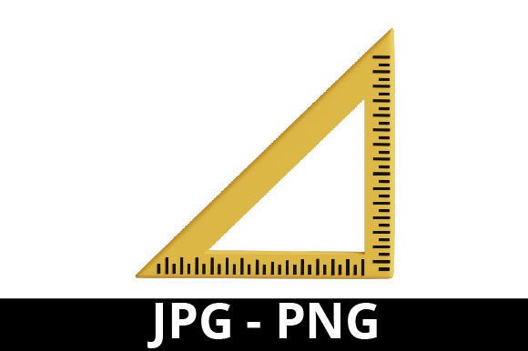 3D Rendered Yellow Triangle Ruler