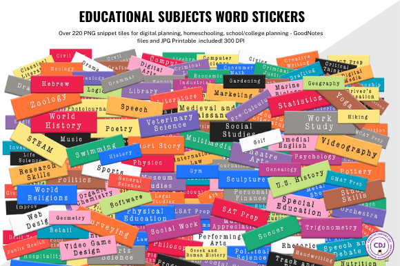 Class Subject Tile Stickers: Digital Organization