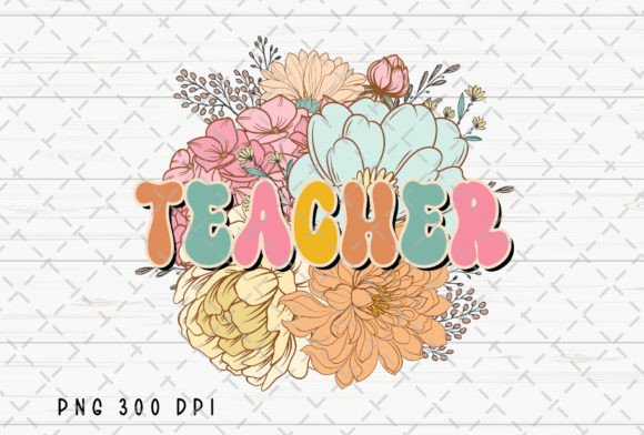 Retro Teacher Floral Vintage PNG Guide