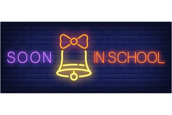 Soon in School: Neon Text & Bell Design
